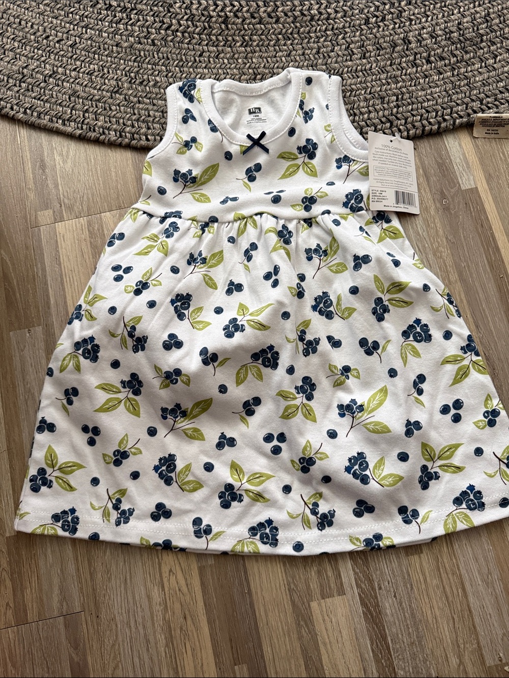 NWT Hudson, Baby, 100% cotton blueberry dress size 18 months